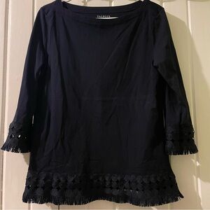 TALBOTS lace fringe top-medium EUC